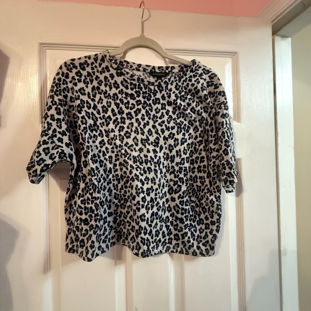 Banana Republic Black and White Leopard Print Blouse